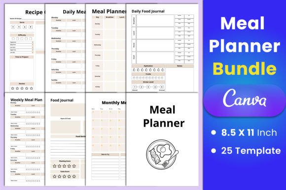 Download Editable Meal Planner Bundle Canva - Bundle Collection