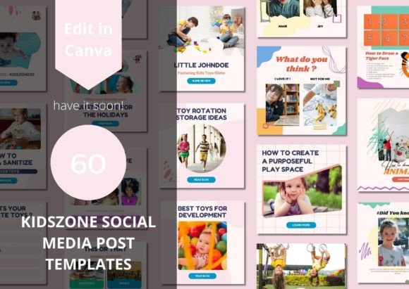 Download 60 Kidszone Social Media Canva Templates - Premium Resources