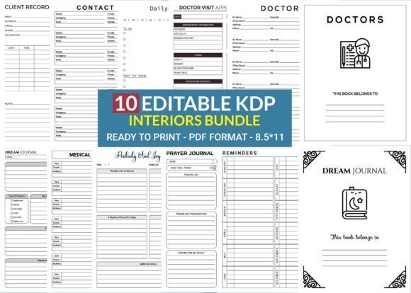 Download 10 Editable KDP Interiors Bundle Pack - Premium Resources