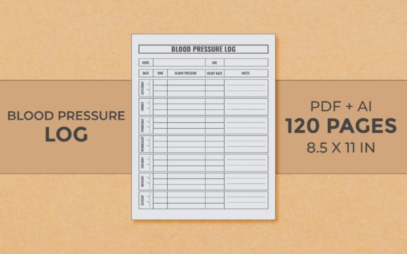Download Blood Pressure Log Editable Kdp Interior - Log Collection