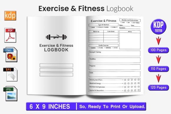 Download Exercise &amp; Fitness Log Book | KDP Interi - Log Collection
