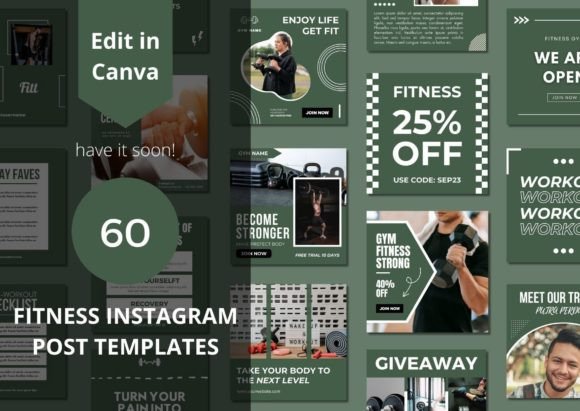 Download 60 Fitness Social Media Canva Templates - Premium Resources