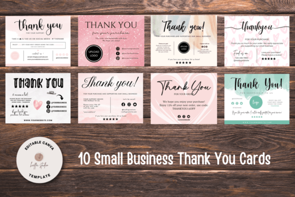 Download 8 Small Business Thank You Cards Bundle - Bundle Collection